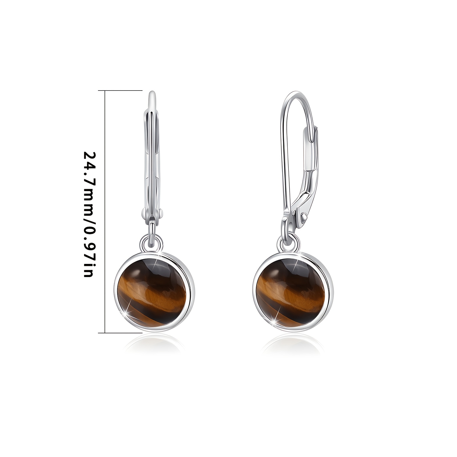 Women's Natural Tiger's Eye Teardrop Earrings, Bohemian Style